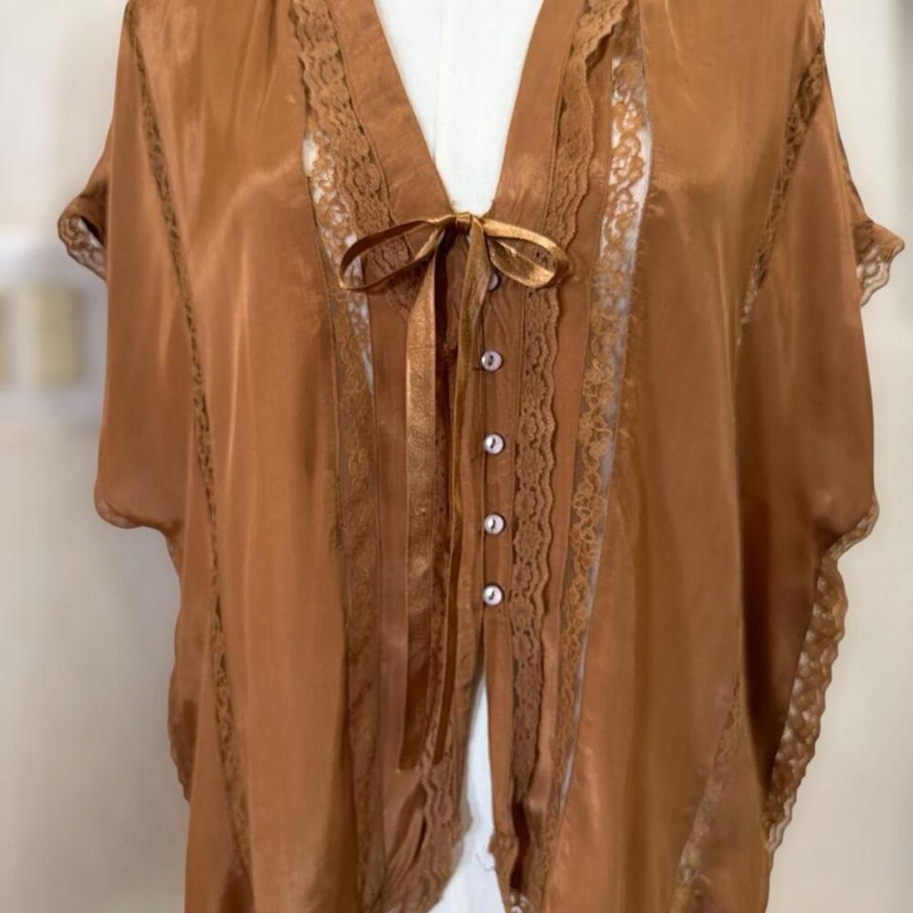Free People Marigold Shine Lace Top Holiday Toffee L NWT Boho
